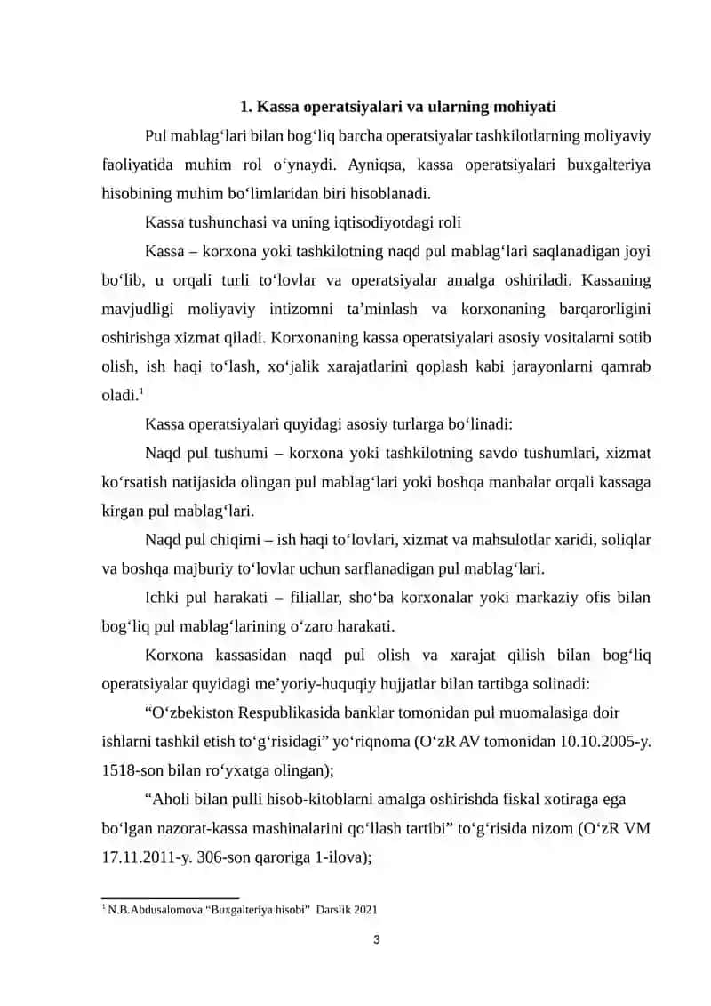 Kassa operatsiyalar hisobi 3