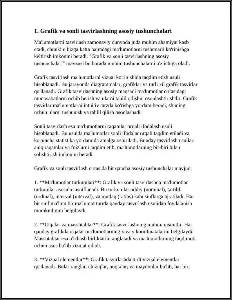 MA'LUMOTLARNI TASVIRLASH: GRAFIK VA SONLI 3