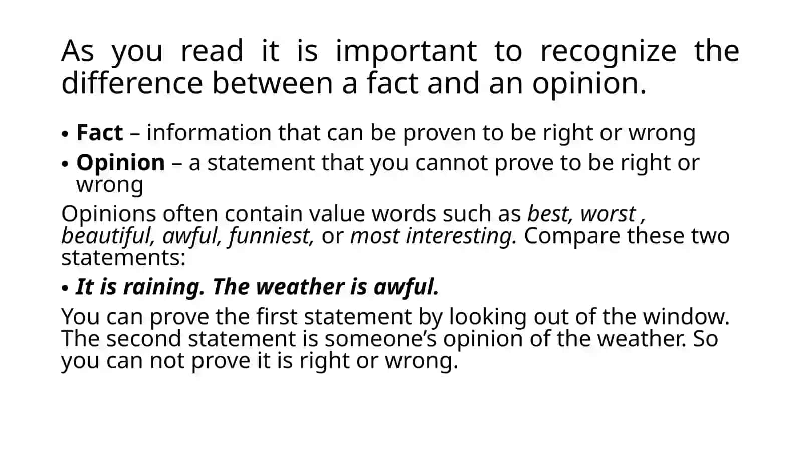 Lesson3Fact versus opinion (True/False/Not Given) & Descriptive paragraph 2 3