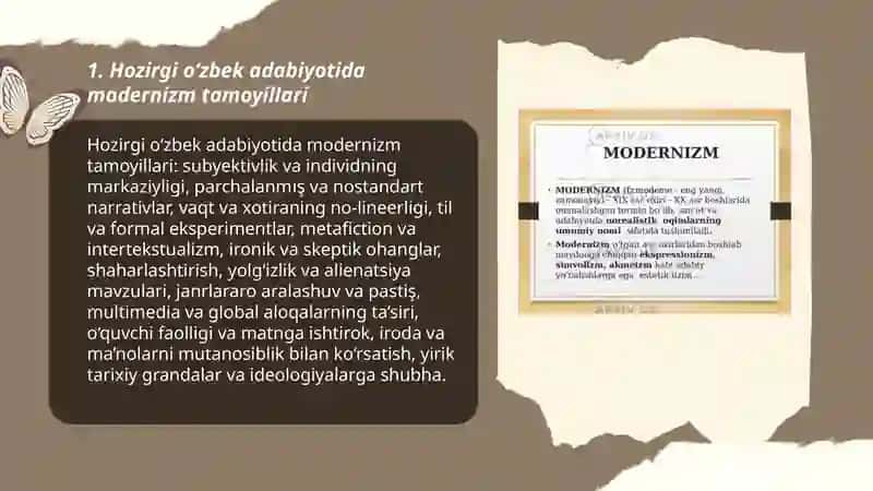 Hozirgi o‘zbek adabiyotida modernizm tamoyillari 3