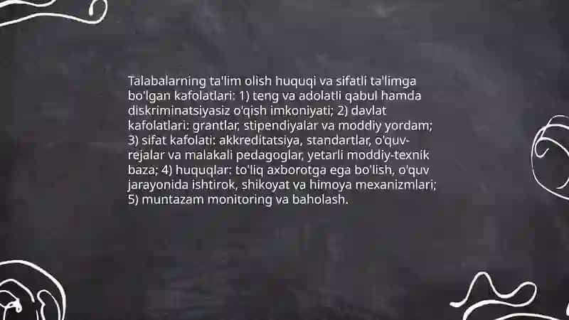 Talabalarning ta'lim olish huquqi va sifatli ta'limga bo'lgan kafolatlari 3