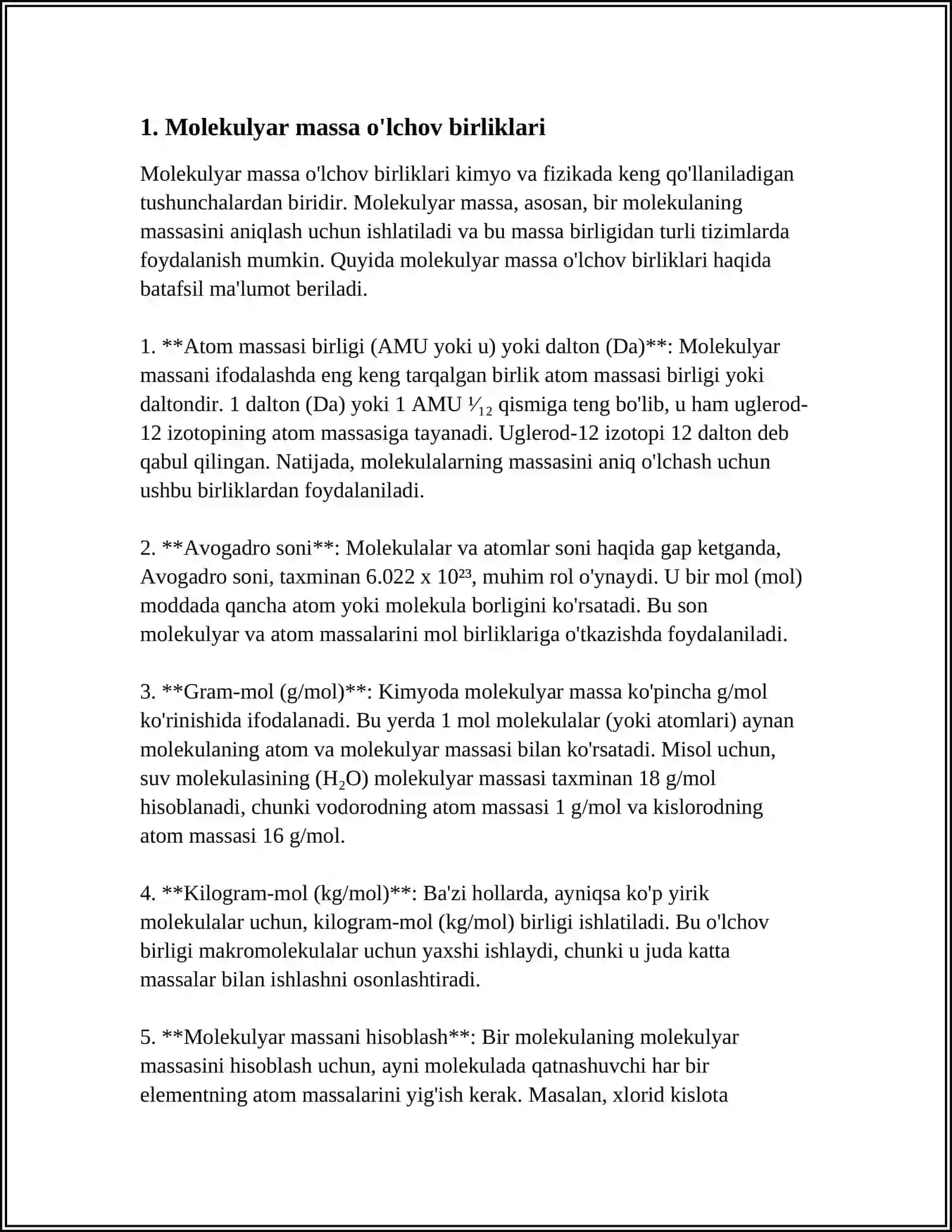 MOLEKULYAR MOYLAR MASSA 3