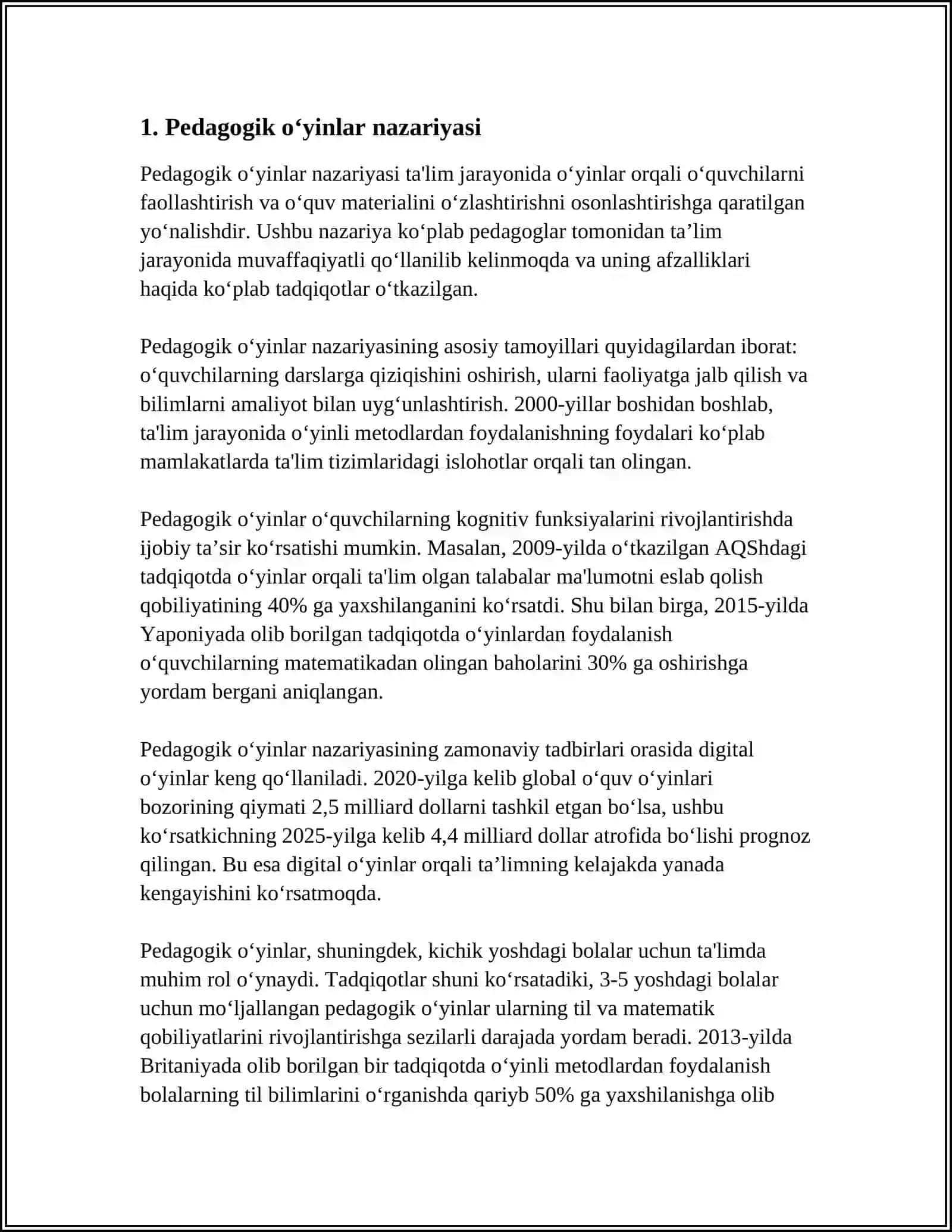 PEDOGOGIK O’YINLAR TIPOLOGIYASI 3
