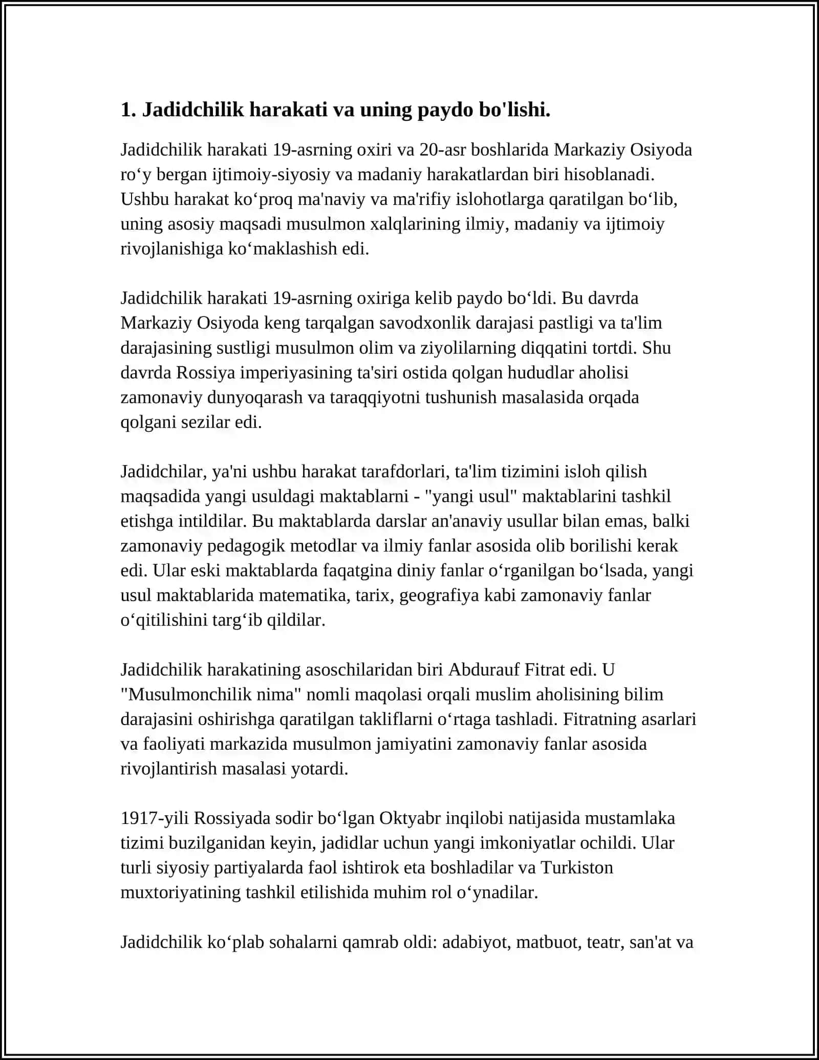 JADID MA'RIFATPARVARLARINING O'LKA IJTIMOIY-SIYOSIY HAYOTIDA TUTGAN O'RNI 3