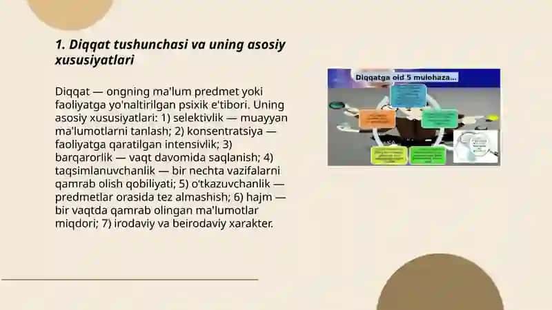 Diqqat turlari va uning xususiyatlari 3
