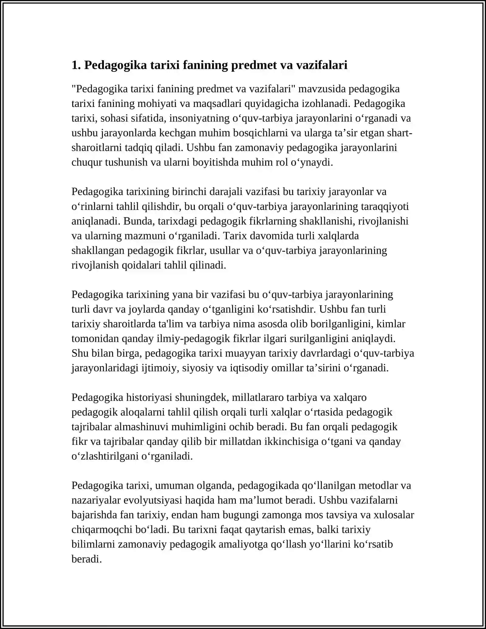 "Pedagogika tarixi fanining predmet va vazifalari" 3