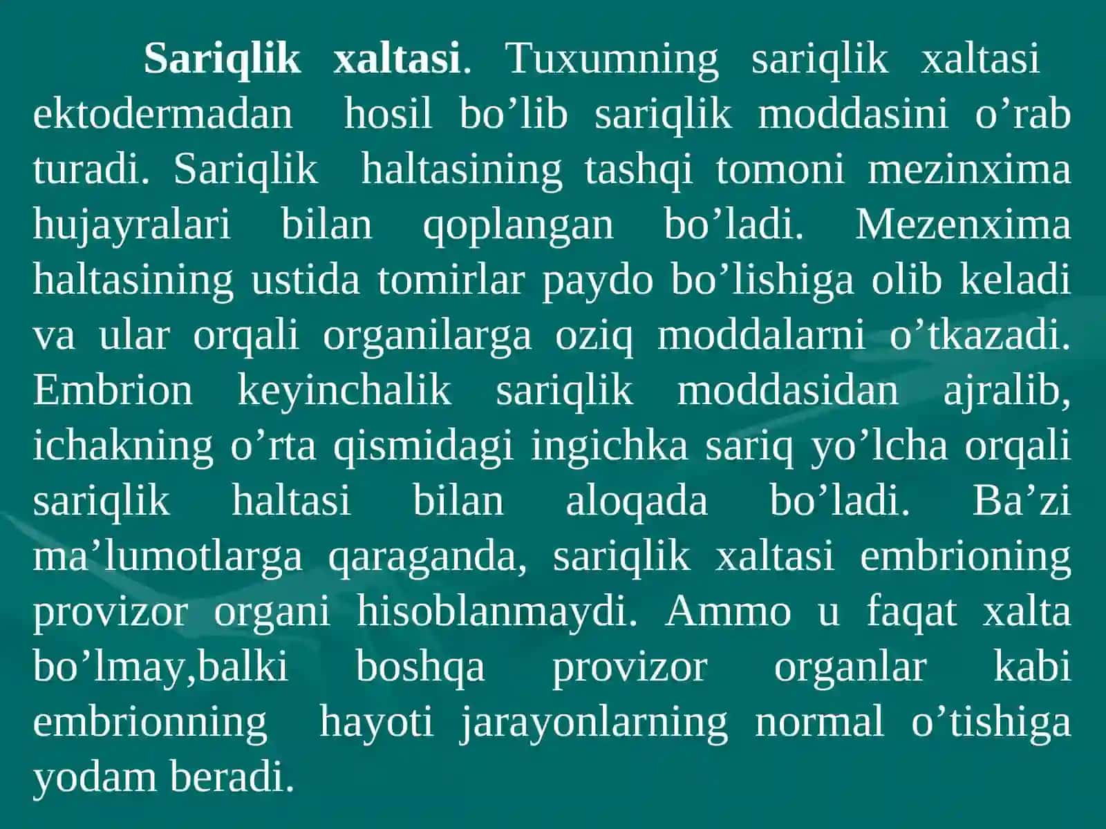 Embrionning provizor organlari 3