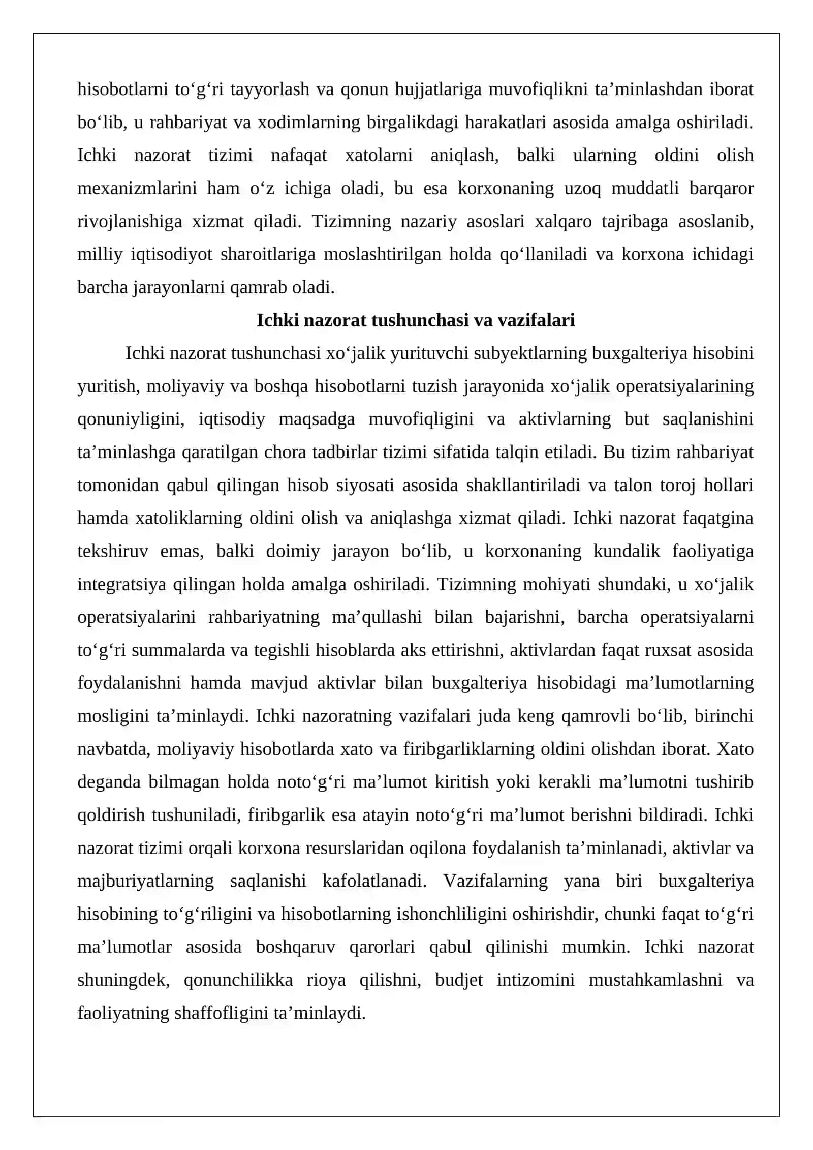 Korxona ichki nazorat tizimini o‘rganish va baholash 3