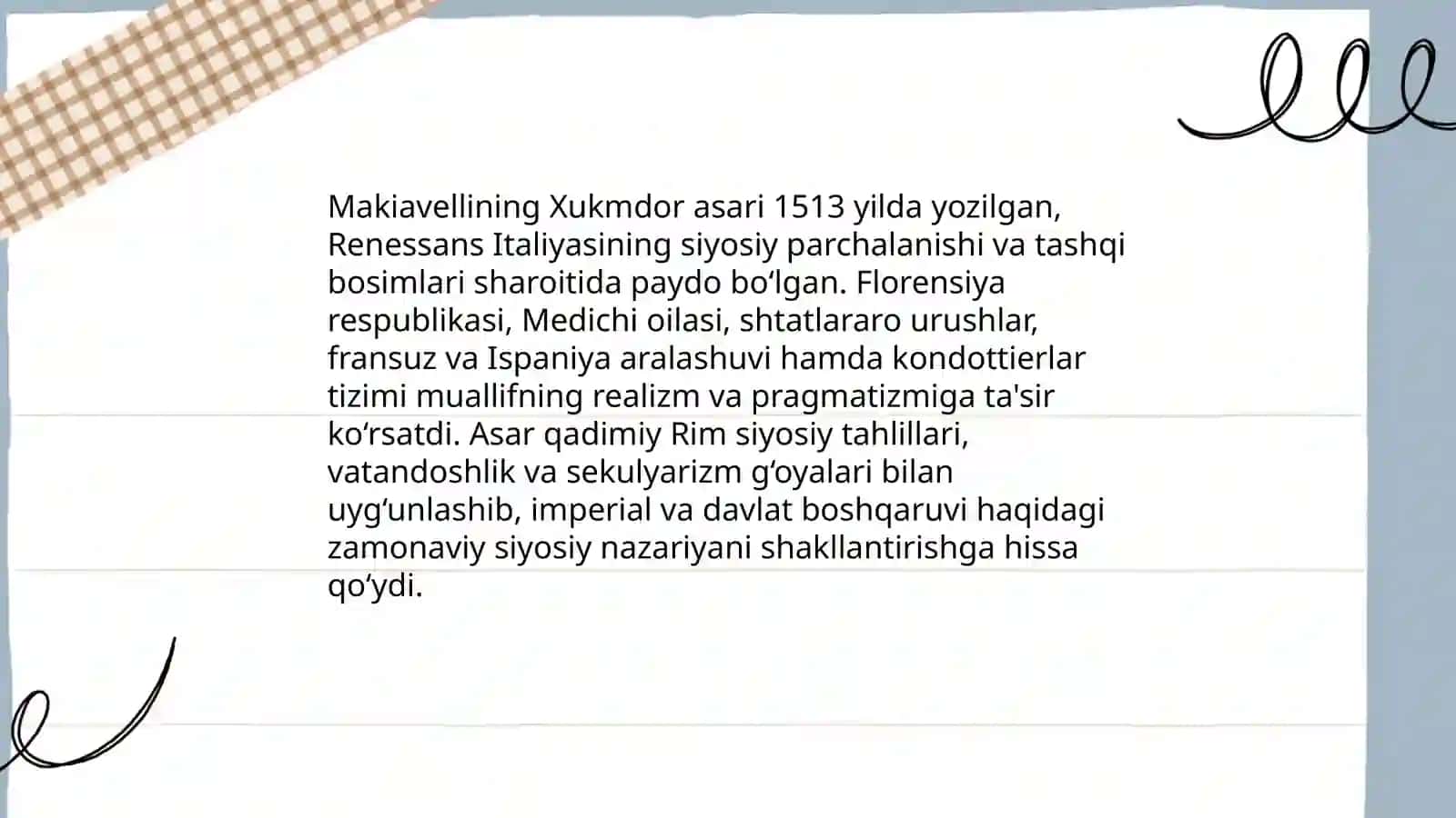 Makiavellining "Xukmdor" asari 3