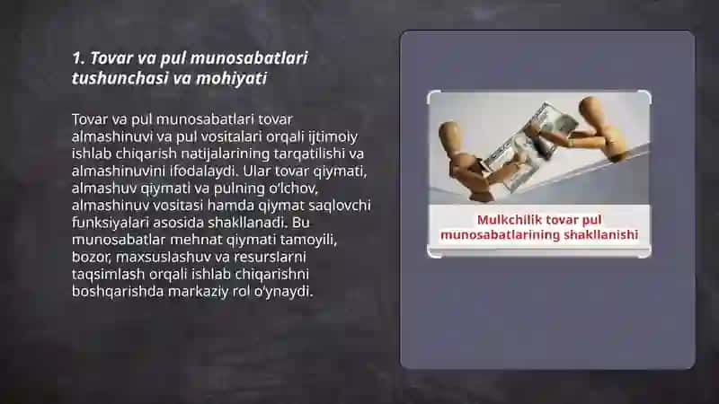 Tovar va pul munosabatlarining shakllanishi 3