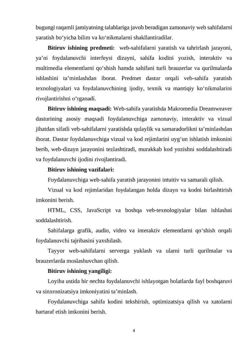 Web-sahifa yaratishda Makromedia Dreamweaver dasturining imkoniyatlari 3
