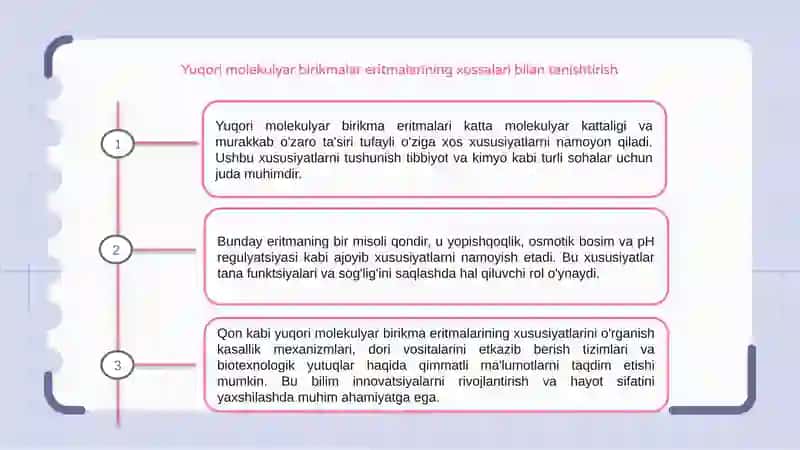 Yuqori molekulyar birikmalar eritmalarining xossalari 3