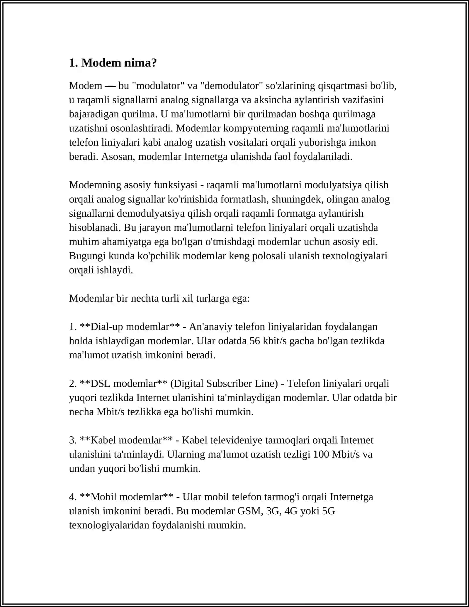 MODEM VA ROUTER O‘RTASIDAGI FARQ 3