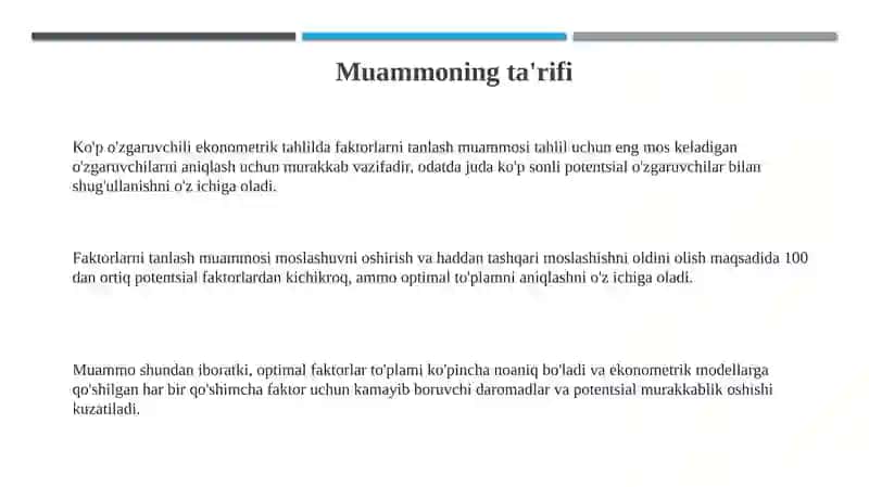 Ko‘p o'zgaruvchili ekonometrik tahlil 3