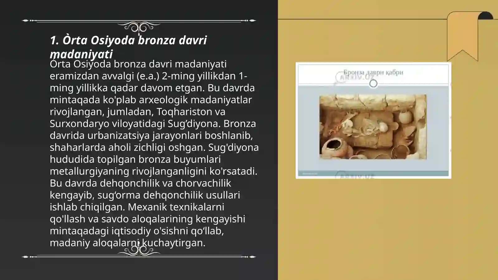 Òrta osiyoning bronza va ilk temir davri kòchmanchi chorvador xalqlari madaniyati 3