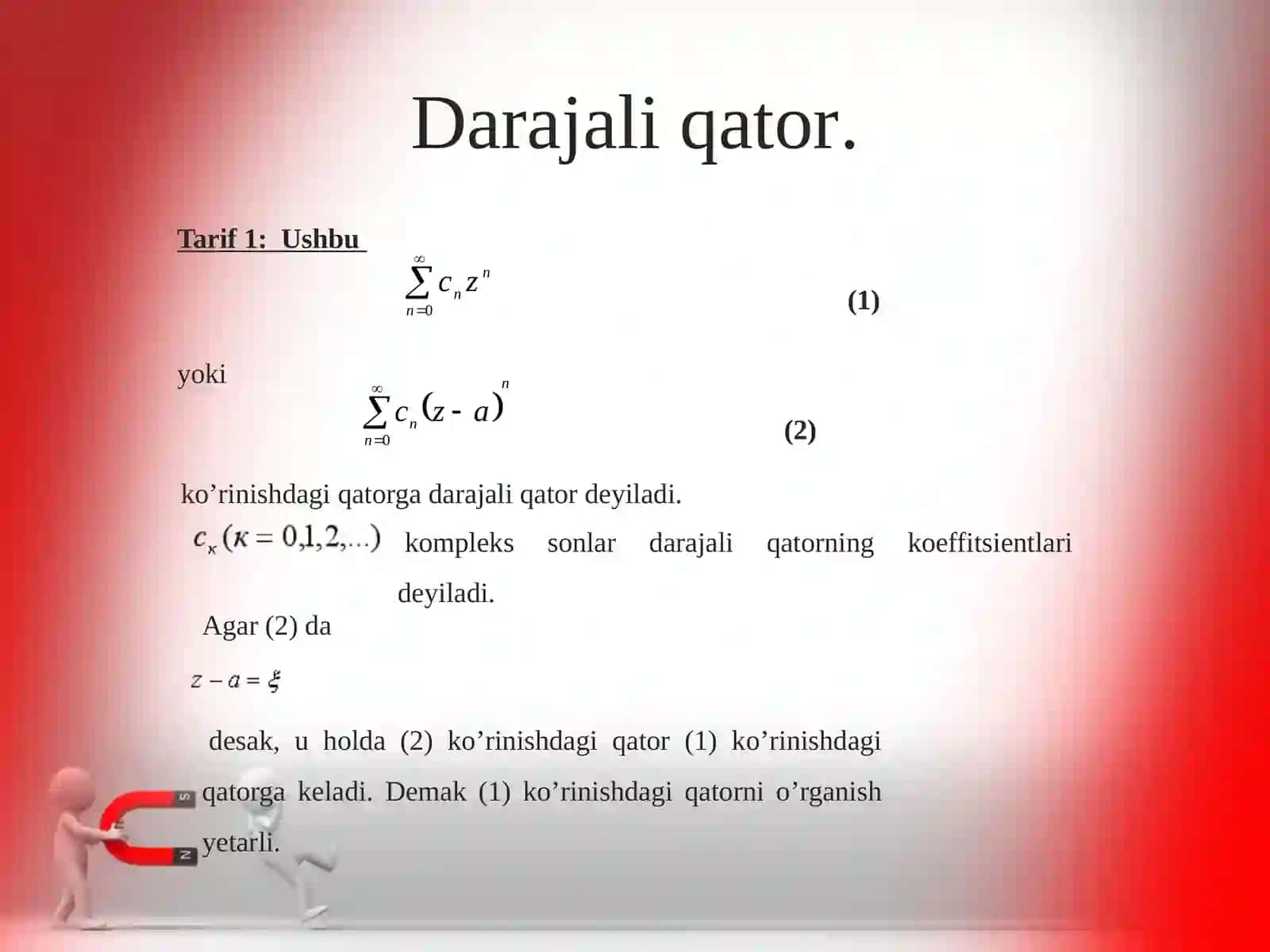 Darajali qatorni hadma-had differensiallash va integrallash 3