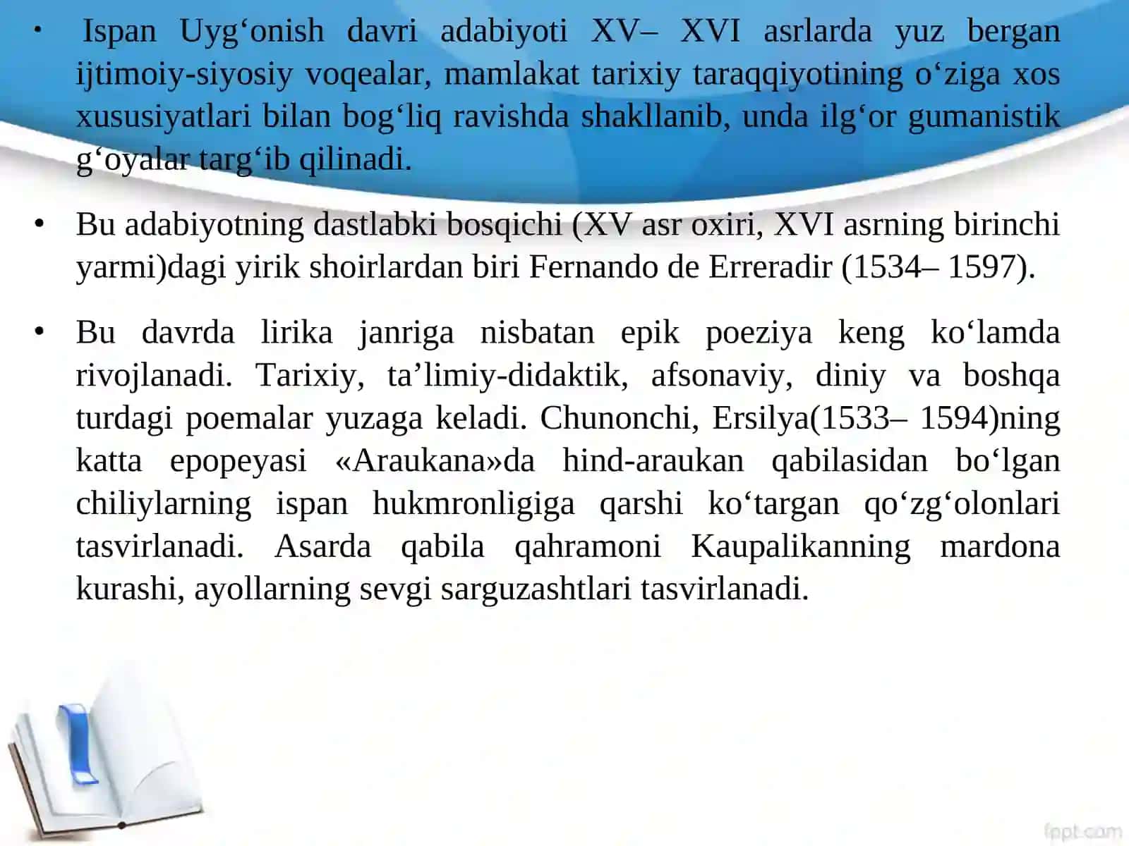 ISPANIYADA UYG‘ONISH DAVRI ADABIYOTI 3