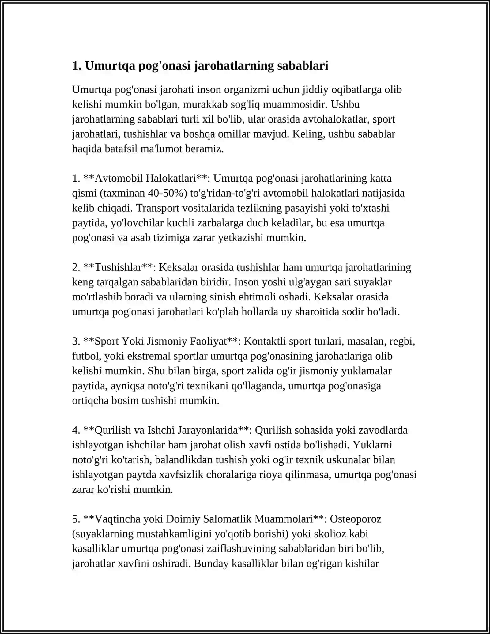 UMURTQA POG'ONASI JANGOVAR JAROHATLARI 3