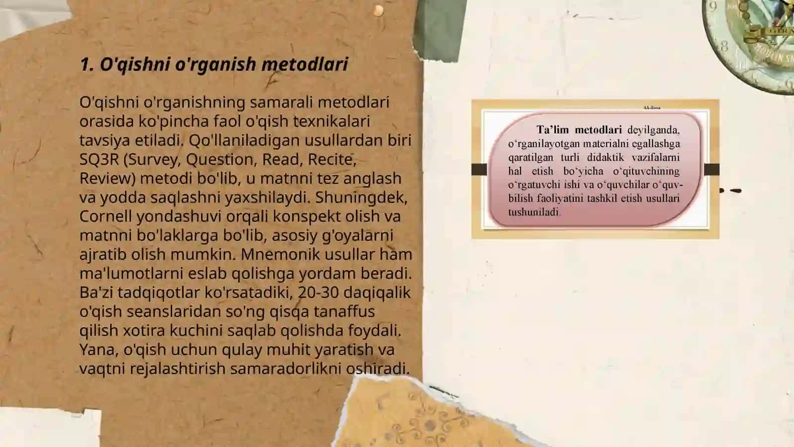 O'qishni o'rganish metodlari 3