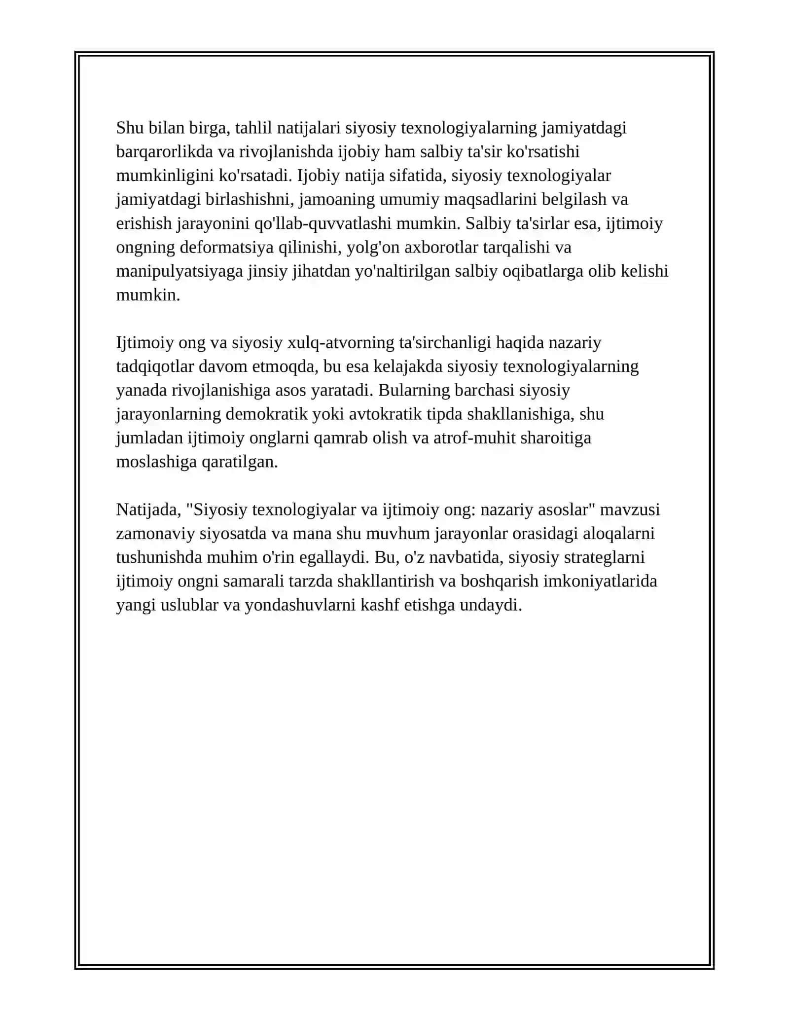 SIYOSIY TEXNOLOGIYALARNING IJTIMOIY ONG VA SIYOSIY XULQ- ATVORGA TASIRI 3