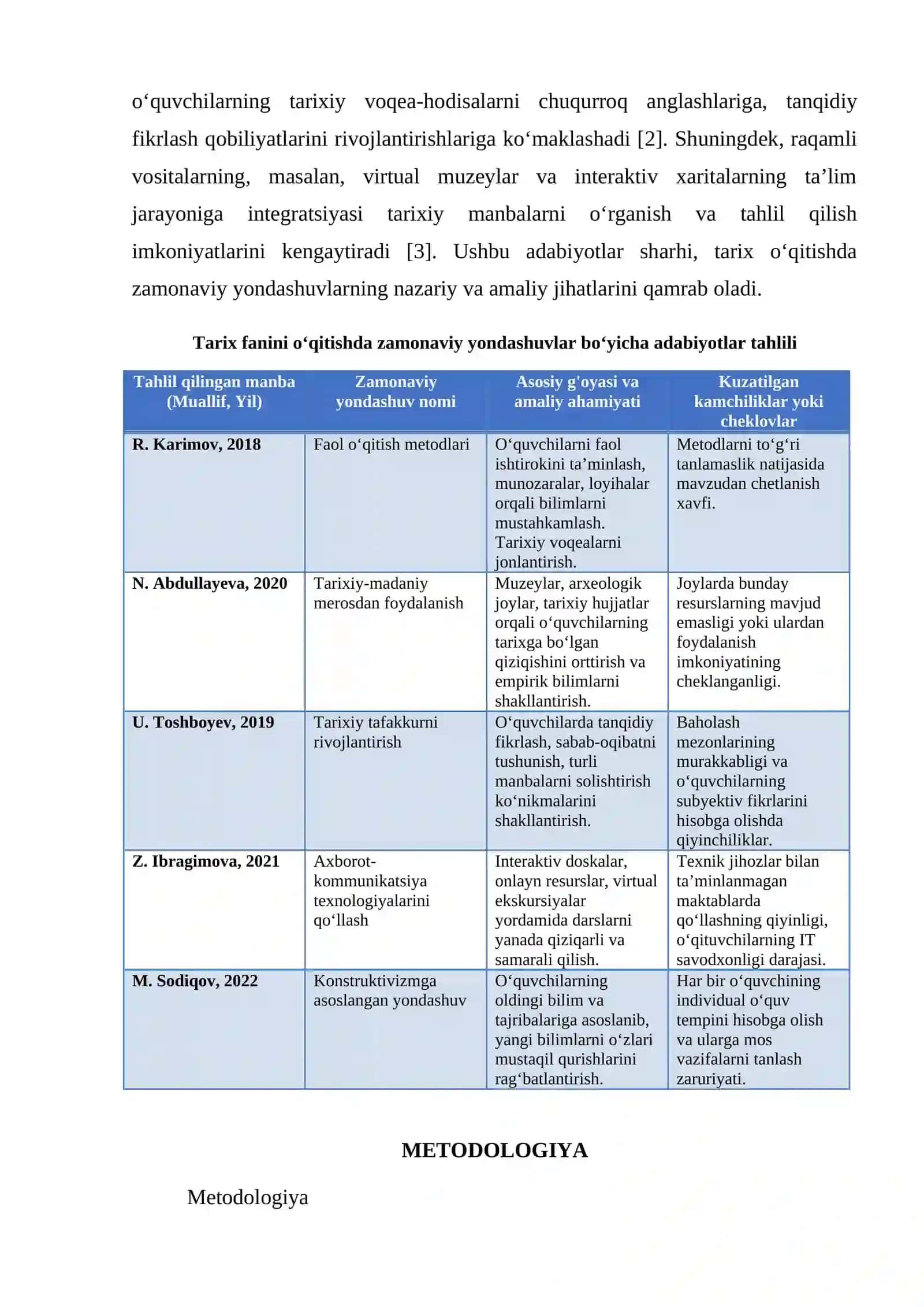 TARIX FANINI OʻQITISHDA ZAMONAVIY YONDASHUVLAR 3