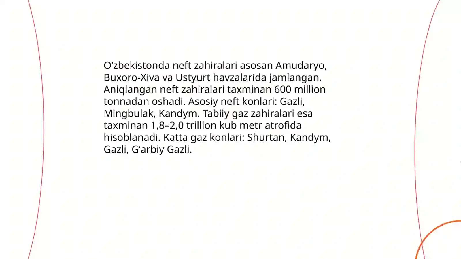 O'zbekistonning foydali qazilmalari haqida maʼlumot tayyorlash 3