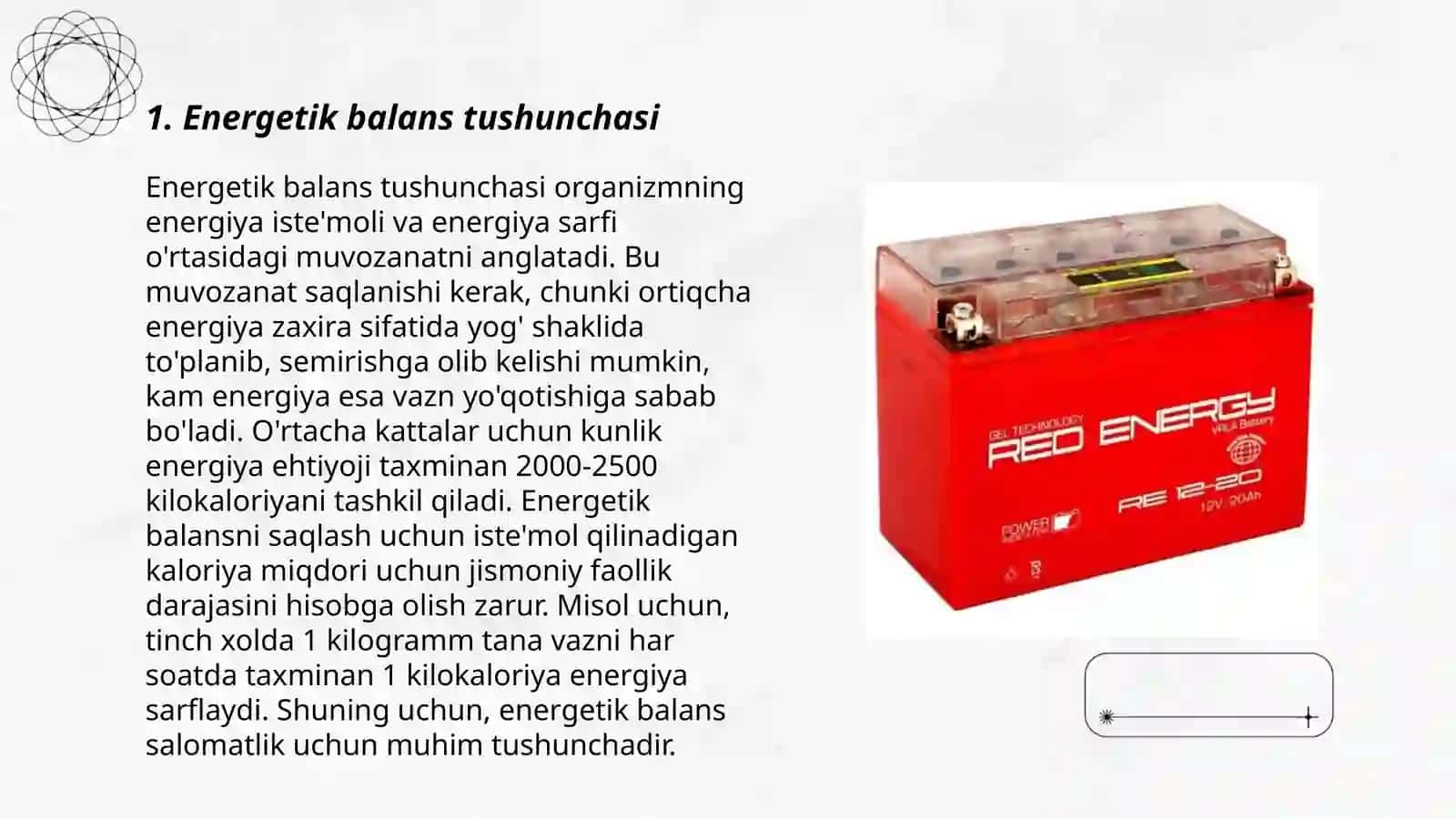 Energetik balansning tushunchasi 3
