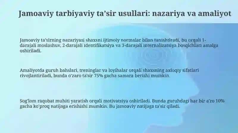 Jamoaviy tarbiyaviy ta'sir korsatish usullari 3