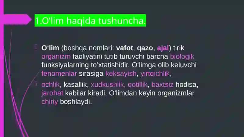 O’lim haqida tushunchalar 3