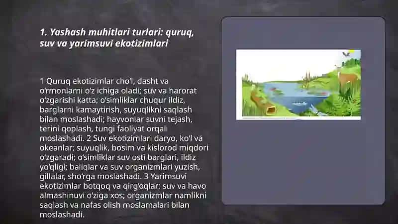 Yashash Muhitlari va Organizmlar 3