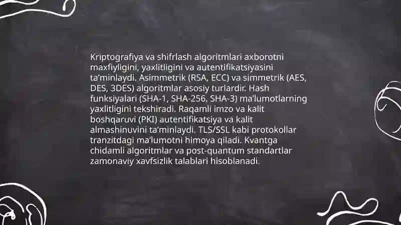 Kriptografiya va shifrlash algoritmlari 3
