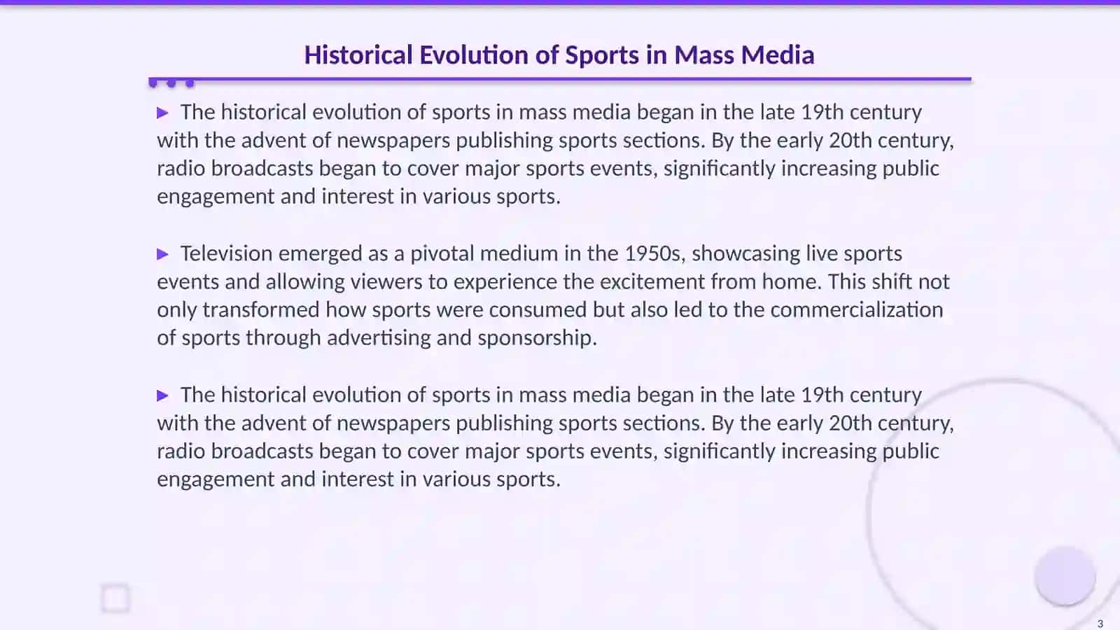 The custom and tradition mass media sport 3