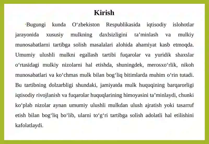 Umumiy ulushlimulknie gallash tartibi 3