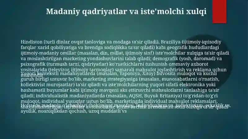 Marketing siyosiy va madaniy muhitlar 3