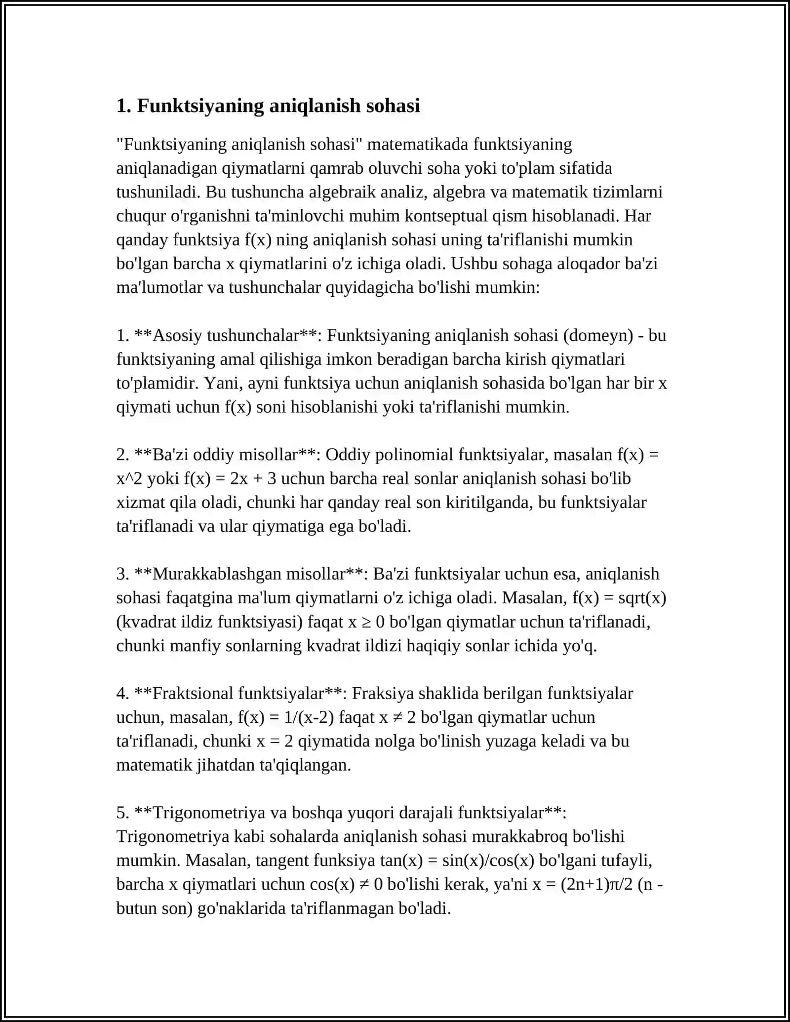 FUNKSIYA VA UNING LIMITI 3
