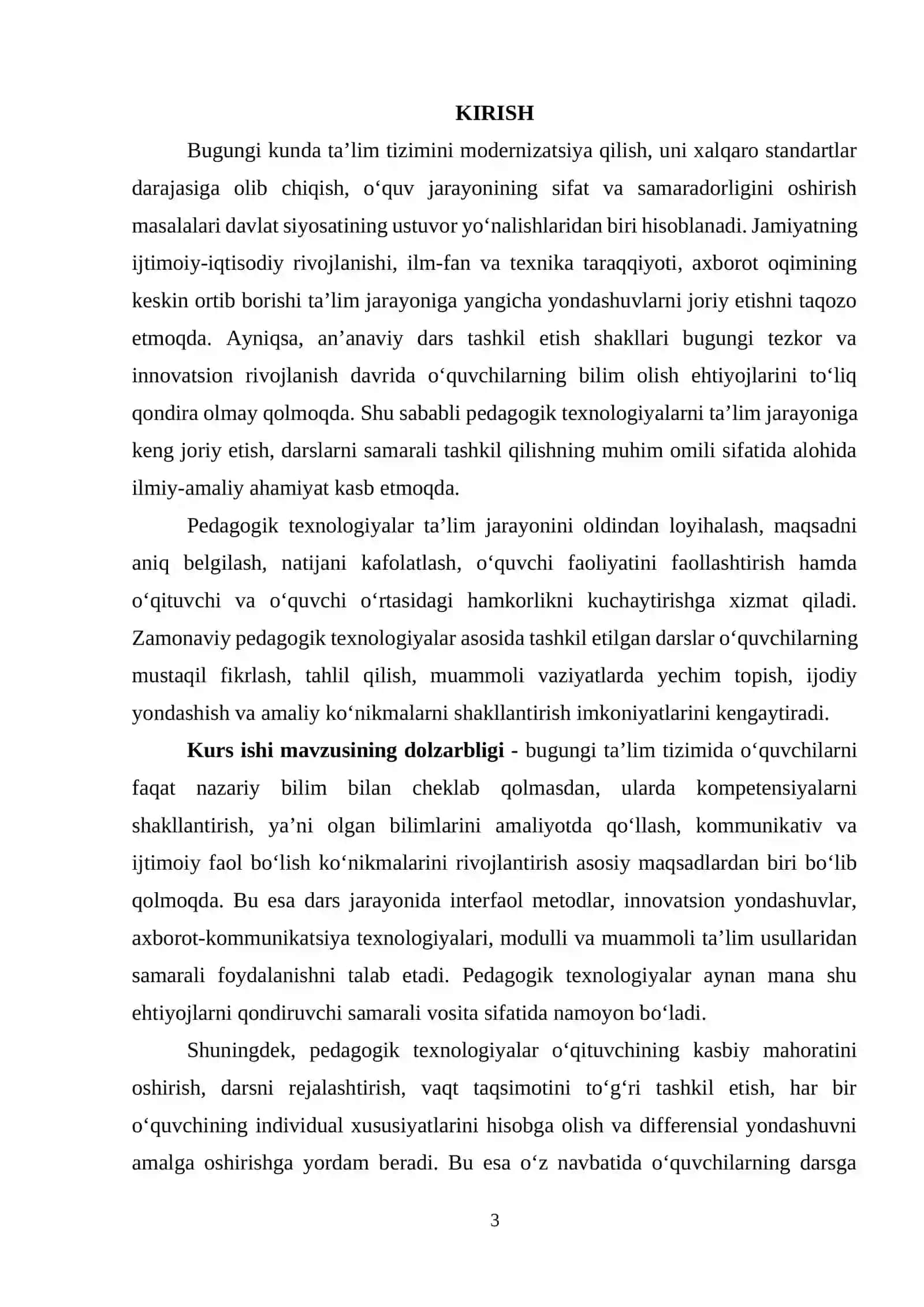 “Pedagogik texnalogiyalar dars samaradorligining oshirishning muhim omili sifatida” 3