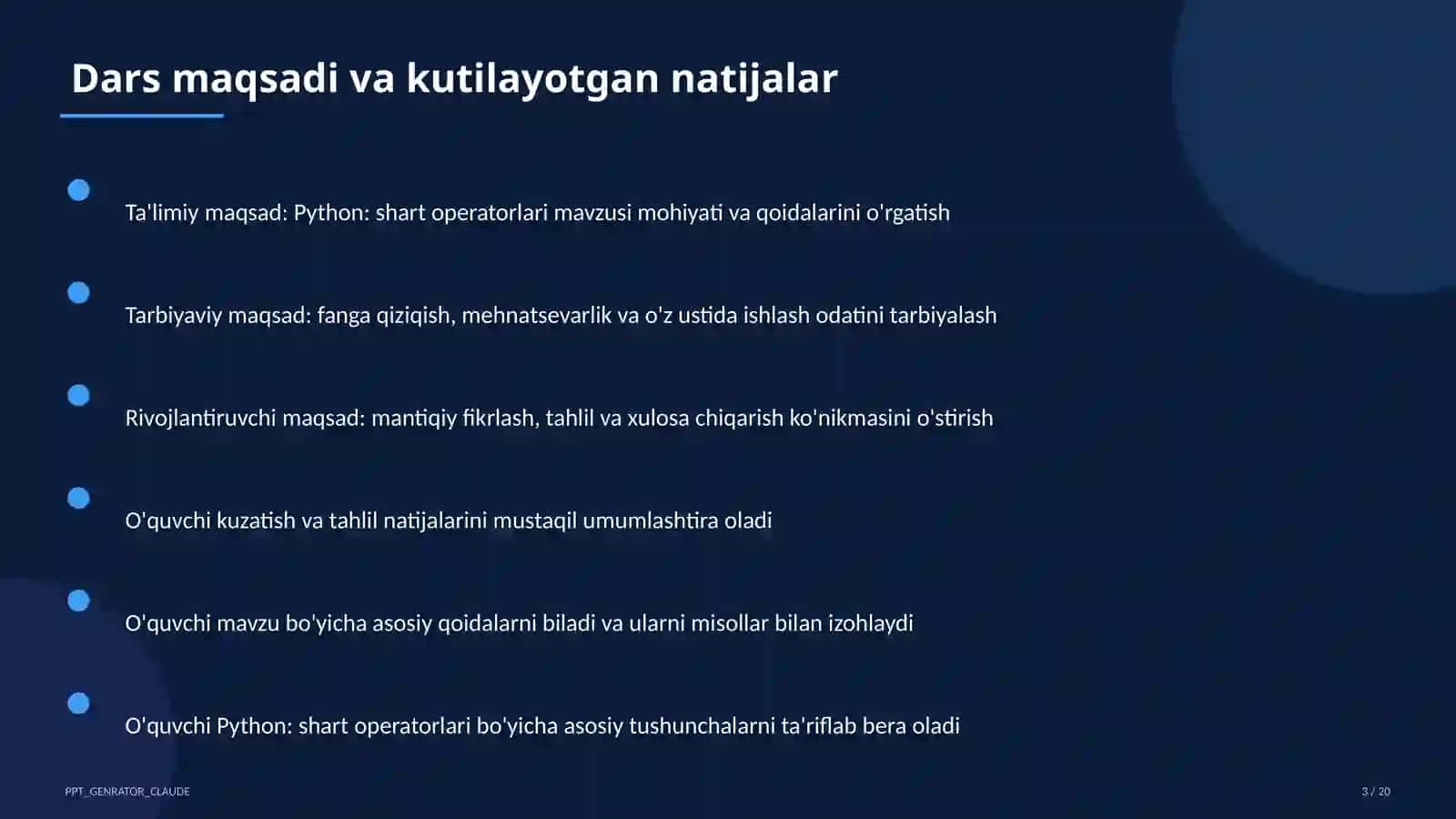 Python: shart operatorlari (8-sinf) 3