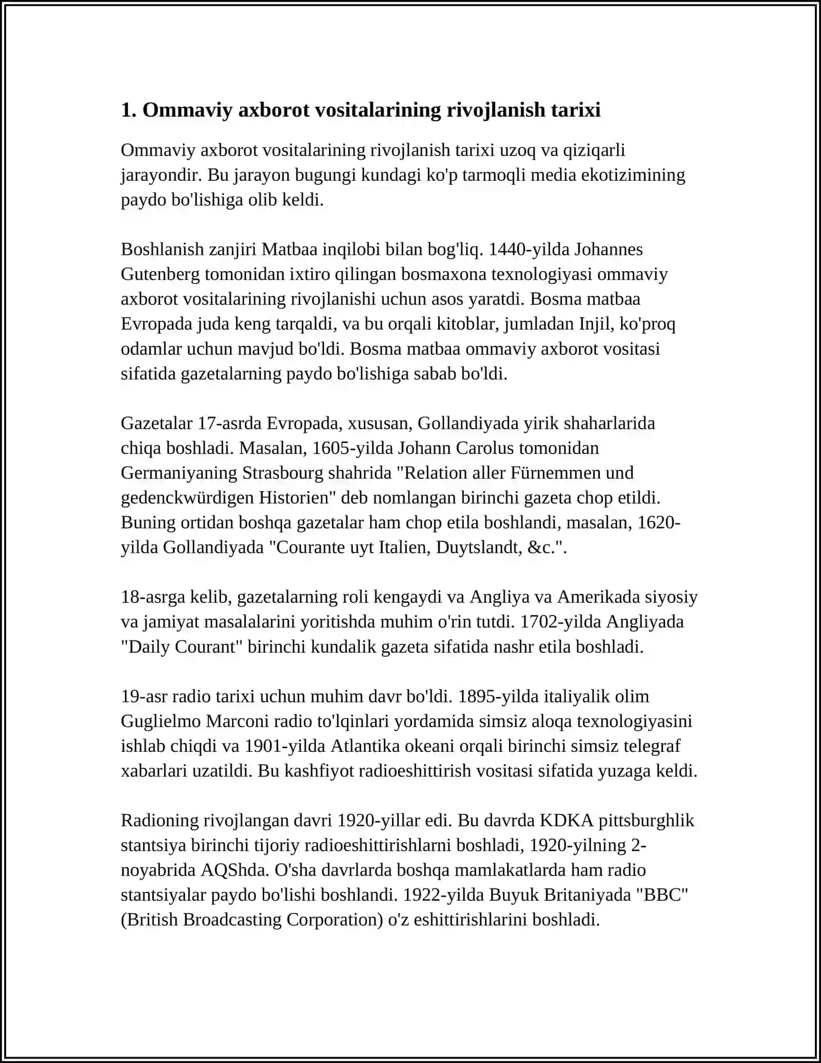 OʻZBEKISTON RESPUBLIKADA OMMAVIY AXBOROT VOSITALARINING FAOLIYATI 3
