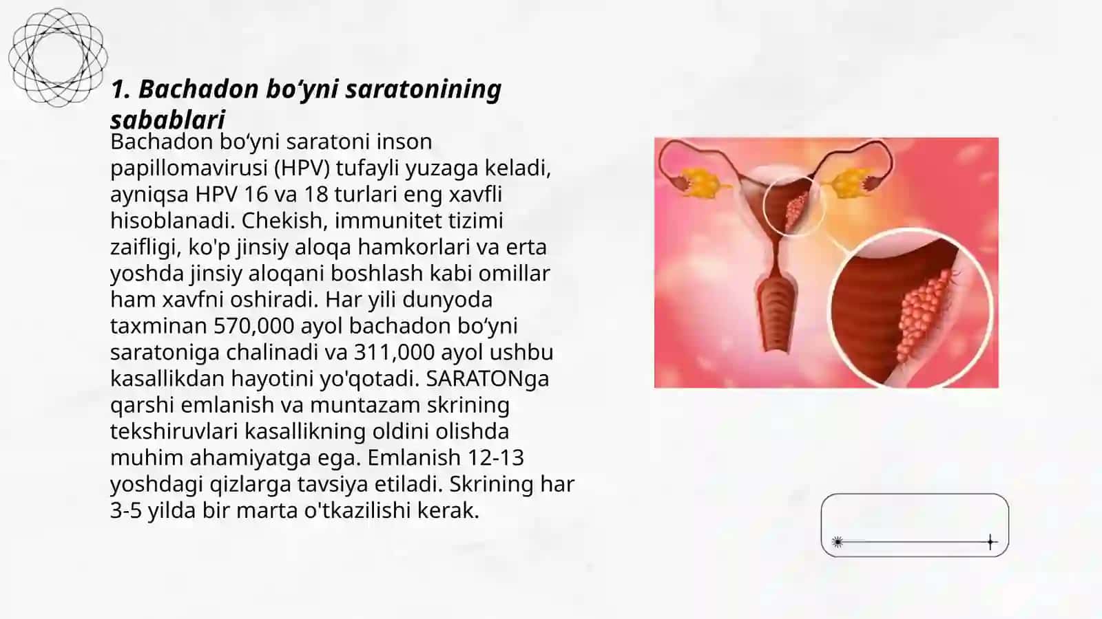 Bachadon bo'yni saratonining sabablari 3