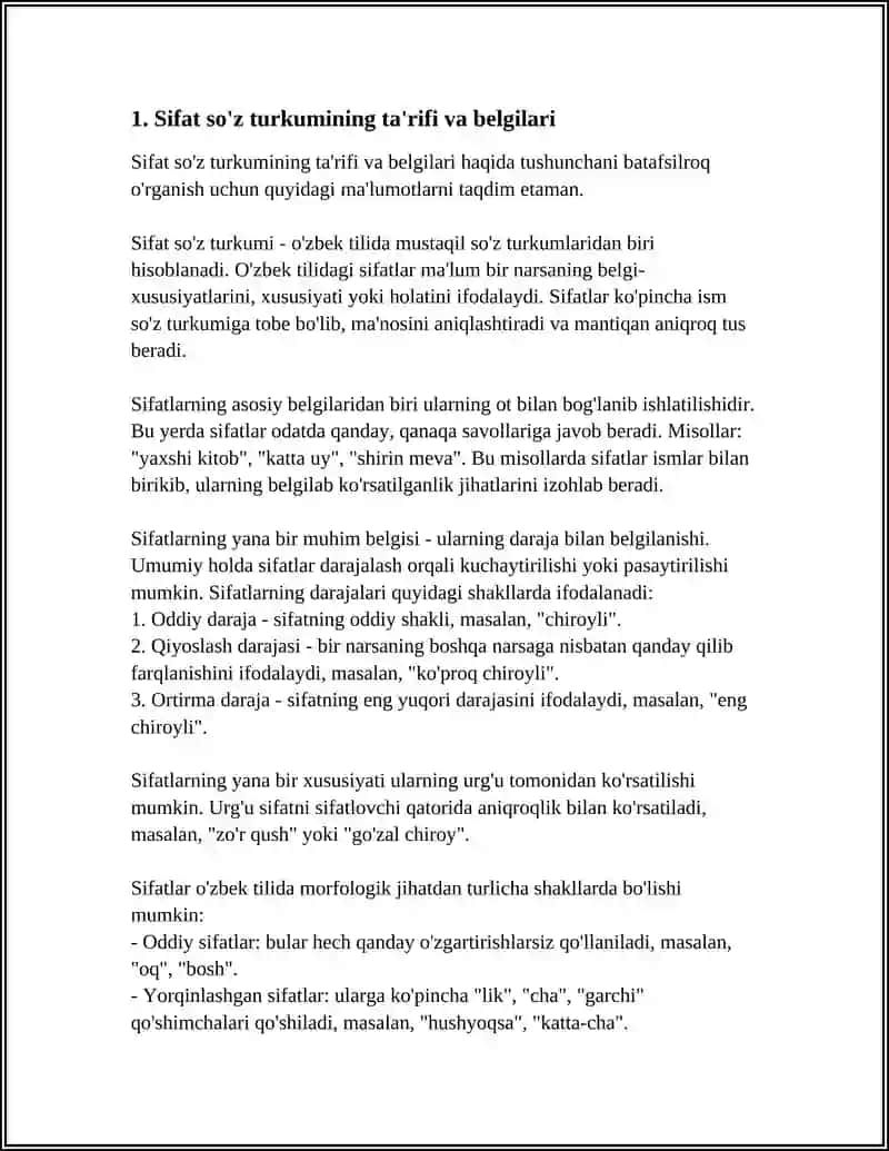 SIFAT SO'Z TURKUMI 3