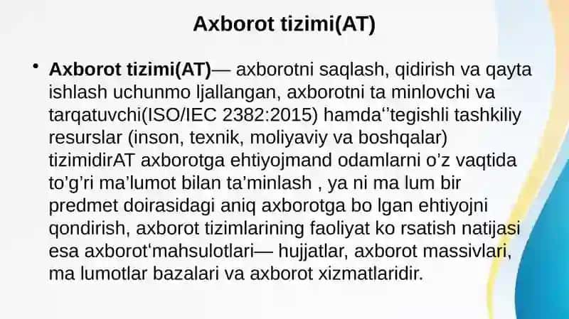 Axborot tizimlarining tasnifi 3