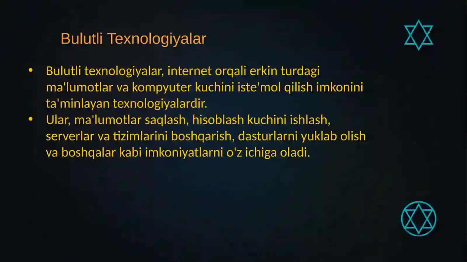 Internet xizmatlari. Bulutli texnologiyalar va ular bilan ishlash 3