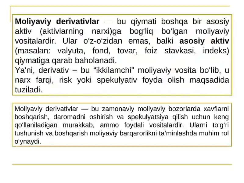 Moliyaviy derivativlar 3