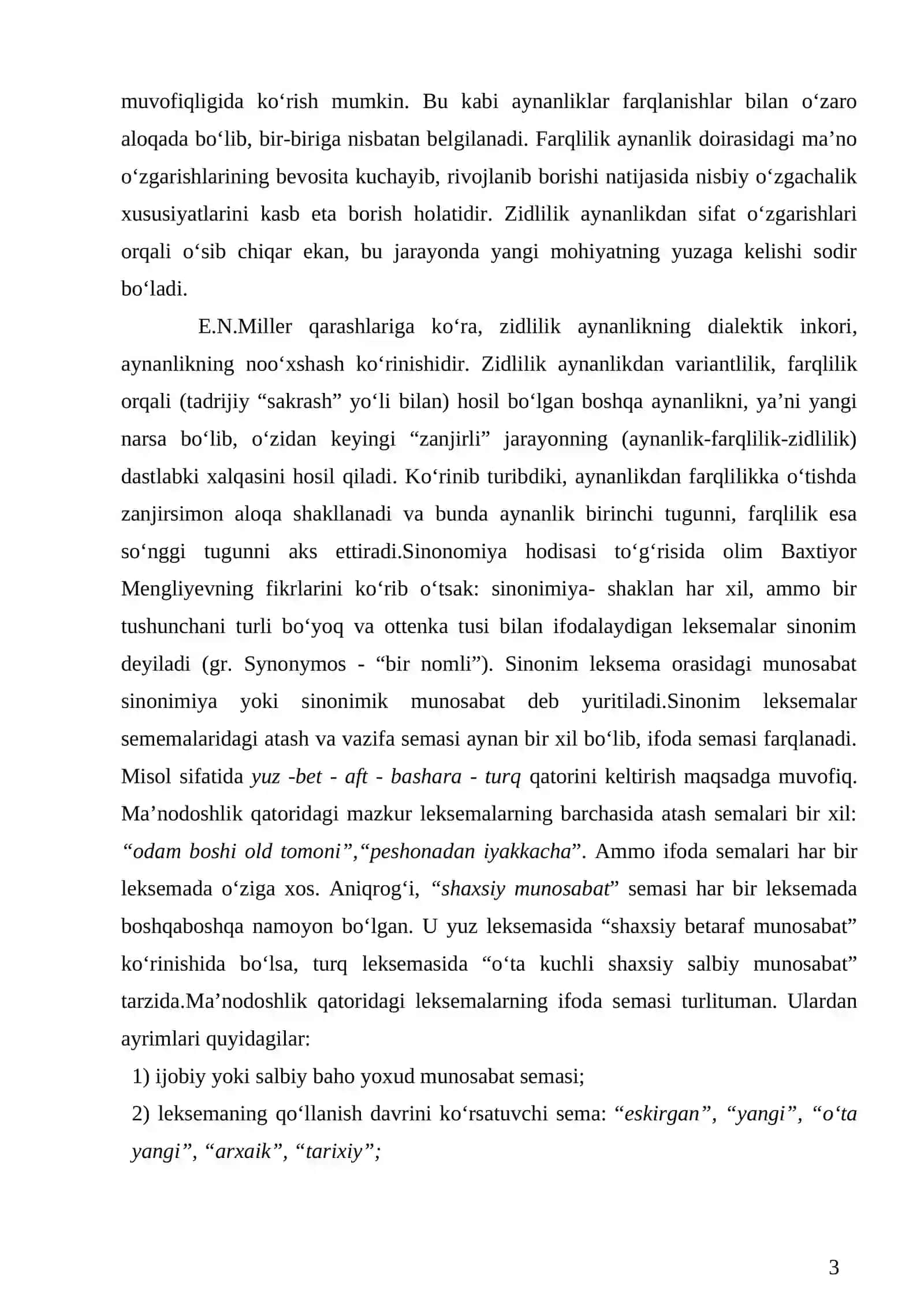 SINONOMIYA VA DARAJALANISH MUNOSABATI 3