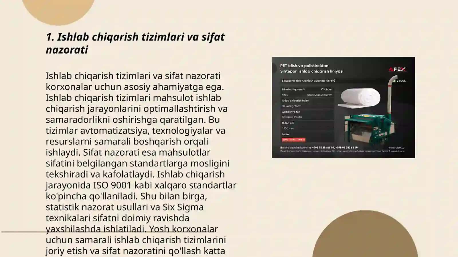 Ishlab chiqarish va uning tarmoqlarida sifat boshqaruvi 3