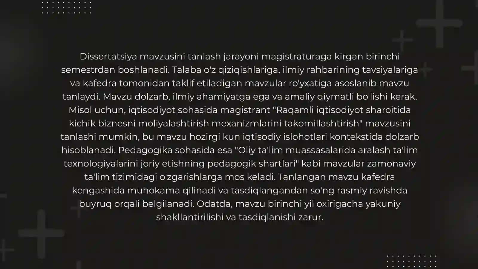 Magistrlik dissertatsiyasini tayyorlash tartibi va qoidalari 3