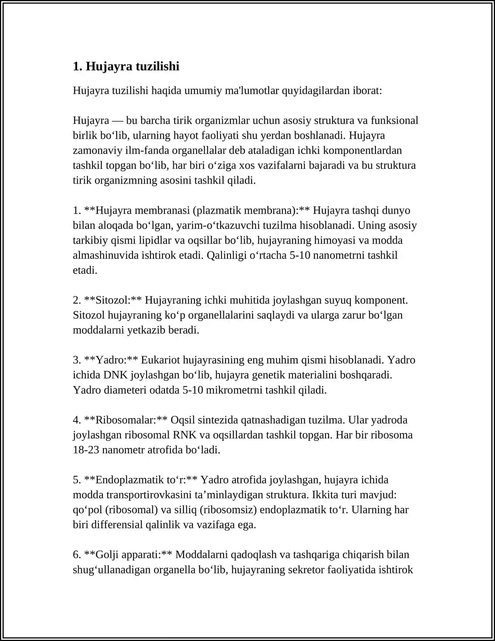 Hujayra tuzilishi 3