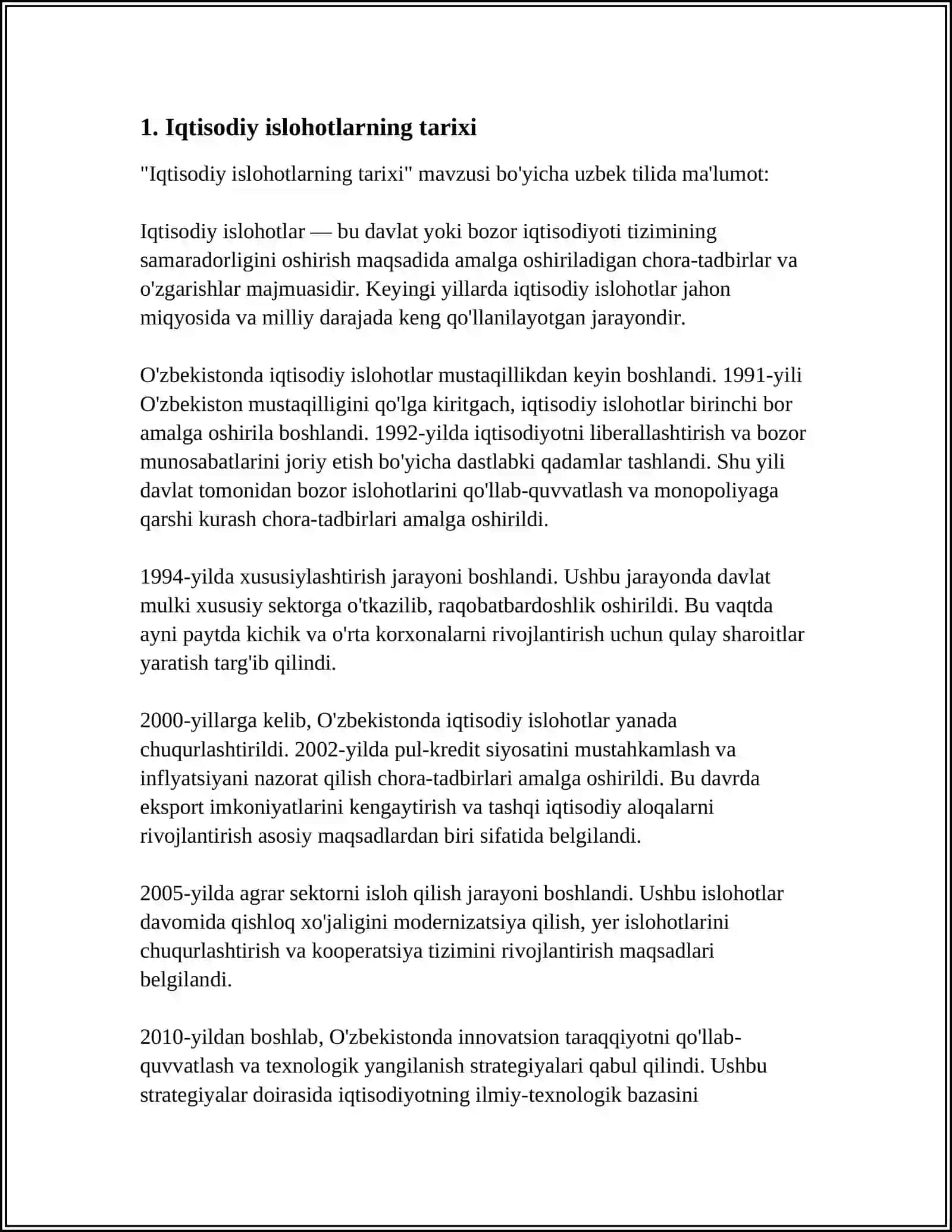OʻZBEKISTONDA IQTISODIY ISLOHOTLAR XUSUSIY MULKCHILIKNING SHAKLLANISHI 3