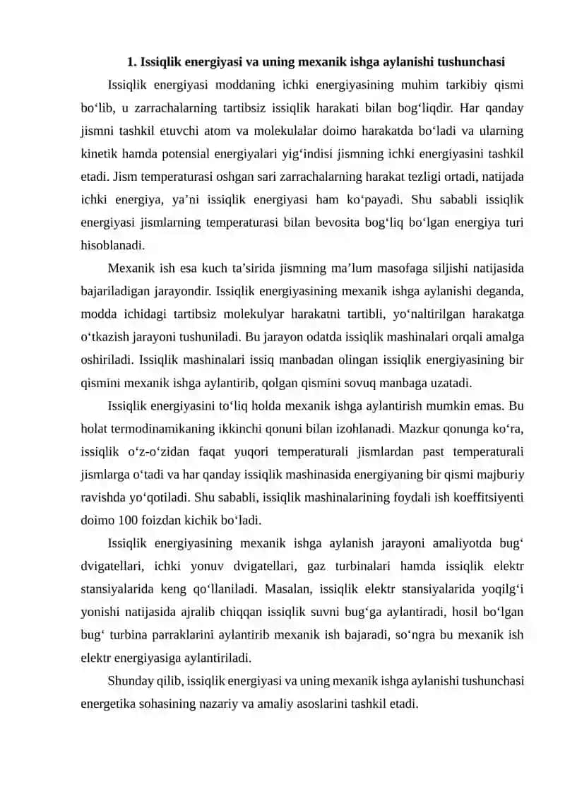 Issiqlik energiyasini ishga aylanishi karno sikli 3