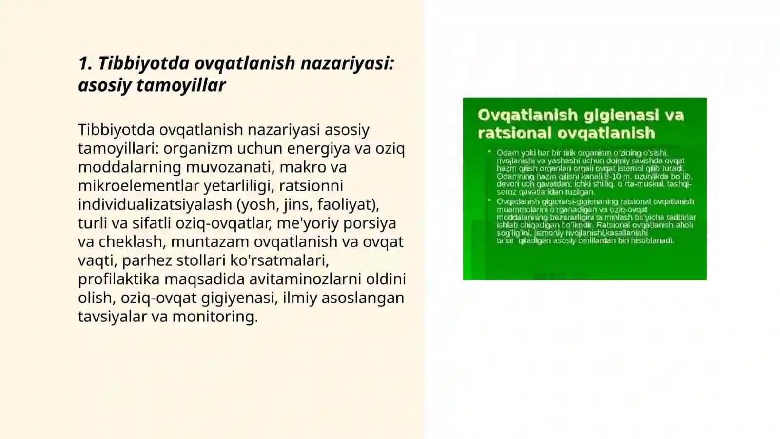 Tibbiyotda ovqatlanish nazariyası 3